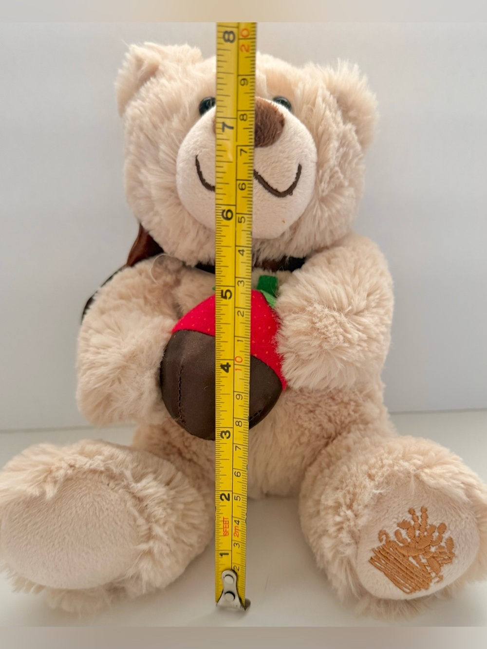 Plush Beige Teddy Bear with Strawberry Plush Toy - Picture 4 of 5